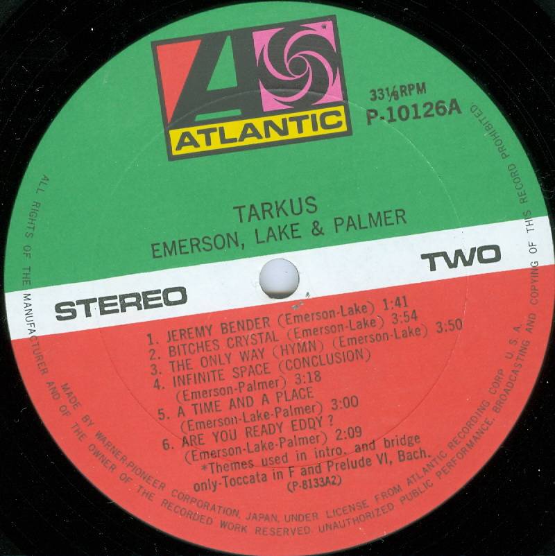 Emerson, Lake and Palmer Tarkus [lp label b jpn]